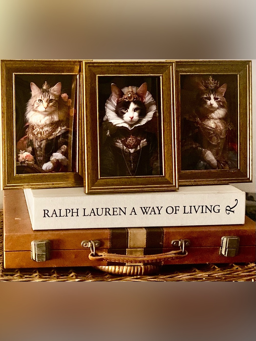 Royal Cat Portrait Trio Reproduction Print Set 5x7 each